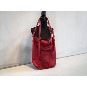 Will Leather Goods Red Artisan Leather Hobo Bag w/Adjustable Strap EUC USA
